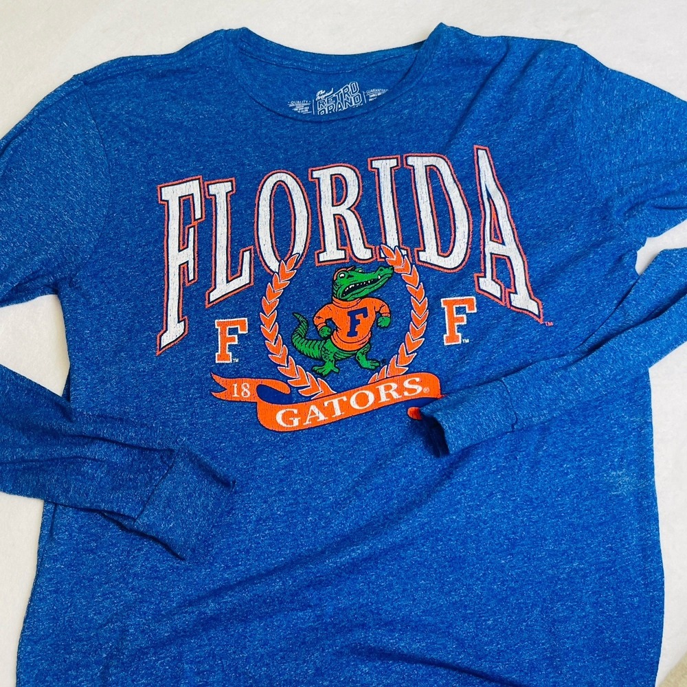 Retro Brand Florida Gators 1853 Long Sleeved Blue T shirt Size Small Womens